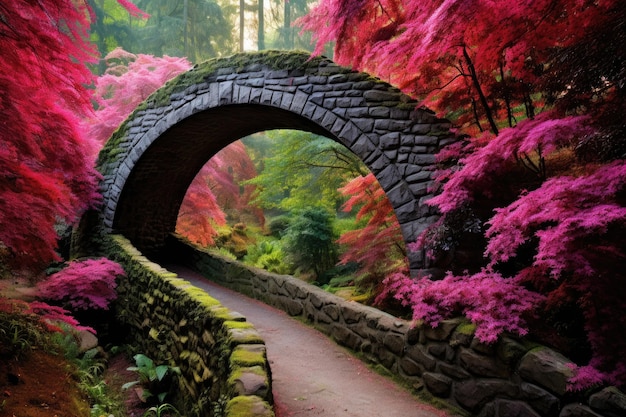 Beautiful view of the bridge in park Kromlau Gablenz Germany