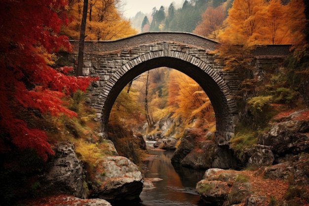 Beautiful view of the bridge in park Kromlau Gablenz Germany