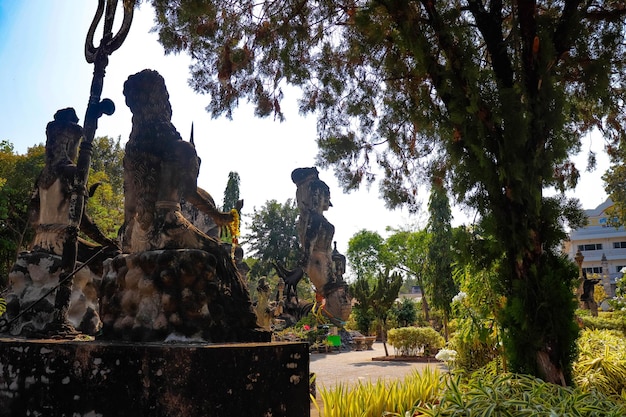 A beautiful view of Buddha Park located in Nong Khai Thailand