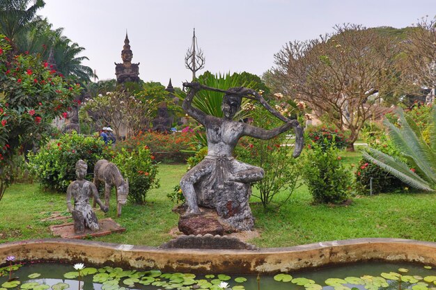 A beautiful view of Buddha Park located in Vientiane Laos