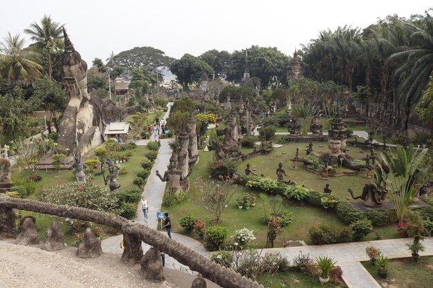 A beautiful view of Buddha Park located in Vientiane Laos