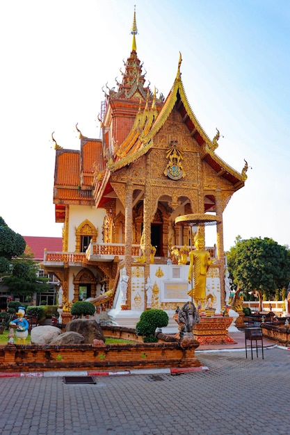 A beautiful view of buddhist temple located in Chiang Mai Thailand