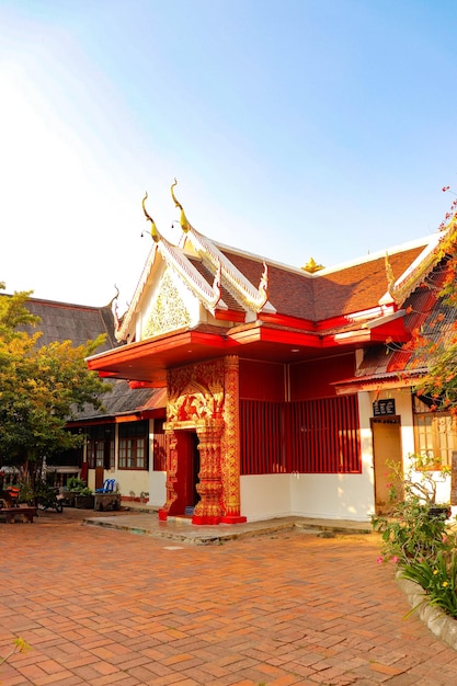 A beautiful view of buddhist temple located in Chiang Mai Thailand