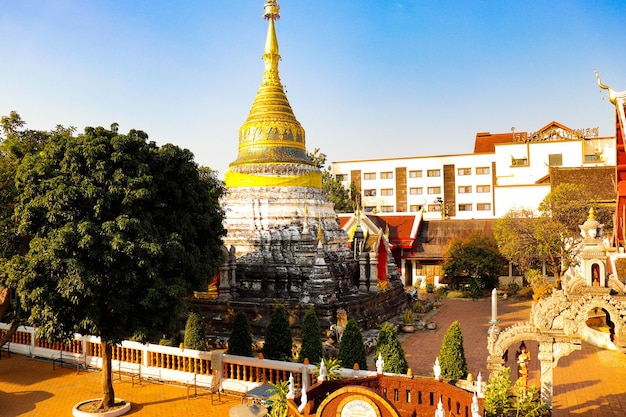 A beautiful view of buddhist temple located in Chiang Mai Thailand