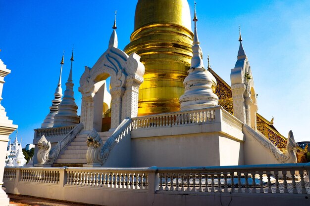 A beautiful view of buddhist temple located in Chiang Mai Thailand