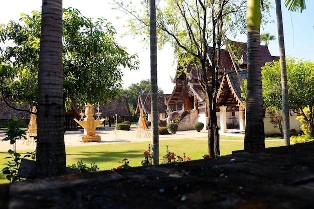 A beautiful view of buddhist temple located in Chiang Mai Thailand