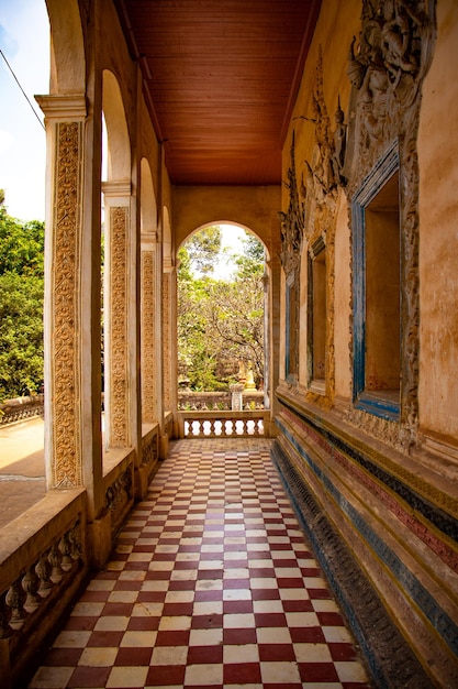 A beautiful view of buddhist temple located in Siem Reap Cambodia