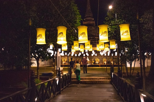 A beautiful view of buddhist temple located in Sukhothai Thailand