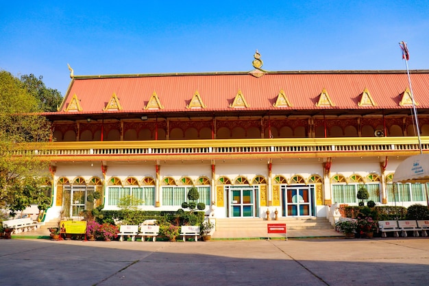 A beautiful view of buddhist temple located in Vientiane Laos