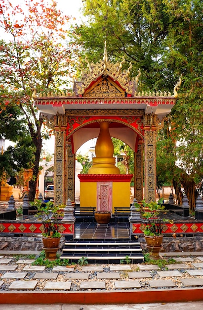 A beautiful view of buddhist temple located in Vientiane Laos