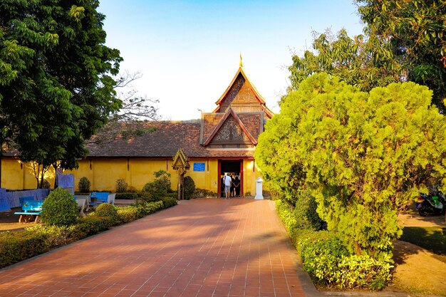 A beautiful view of buddhist temple located in Vientiane Laos