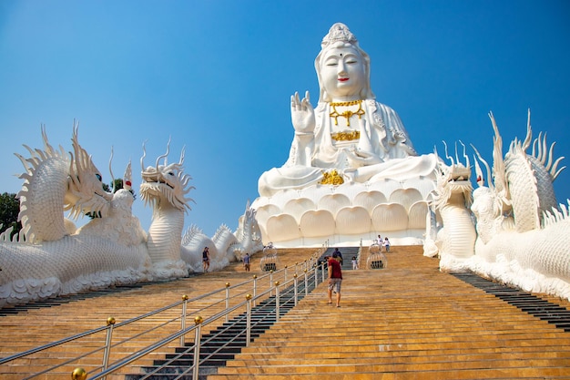 A beautiful view of buddhist temple Wat Huai Pla Kang located in Chiang Rai Thailand