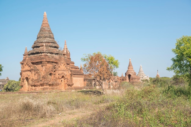 A beautiful view of buddhist temples in Bagan Myanmar