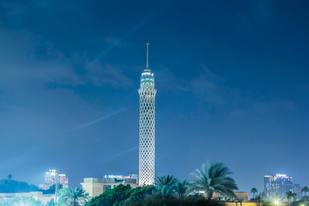 Beautiful view of the Cairo Tower and the Nile embankment in Cairo, Egypt