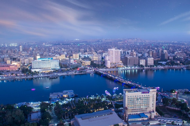 Beautiful view of the center of Cairo and the Opera building from the Cairo Tower in Cairo, Egypt