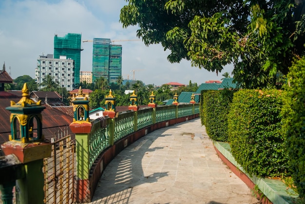 A beautiful view of Chaukhtatgyi Buddha Temple located in Yangon Myanmar