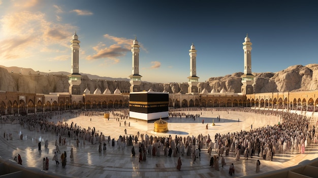 Foto la bellissima vista della città della mecca e anche il luogo di culto della kaaba