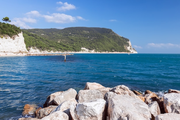 Beautiful view of the coast of Riviera del Conero in Italy