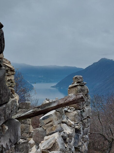 The beautiful view of the comos lake from the mountains