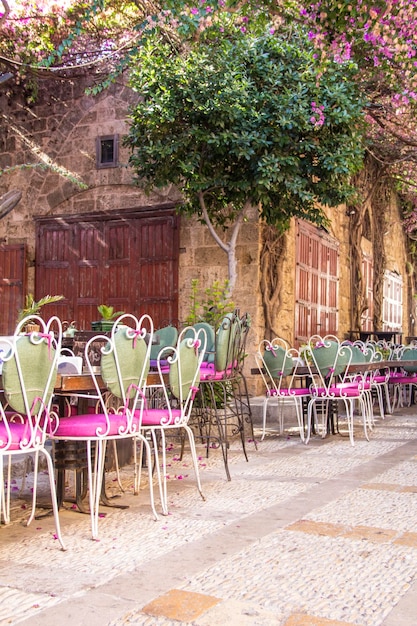 Beautiful view of the cozy streets of the ancient famine of Byblos (also known as Jubail or Jbeil),