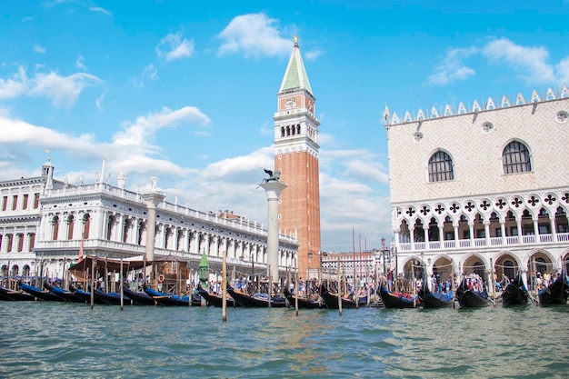 Beautiful view of the Doges Palace and St. Marks Basilica in Venice, Italy