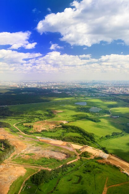 Beautiful view above the earth on landmark down.