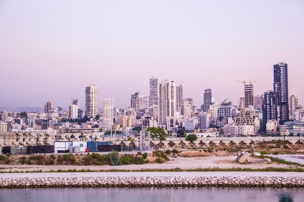 Beautiful view of the evening embankment in Beirut, Lebanon