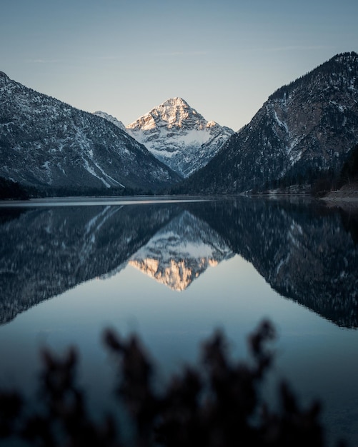 Beautiful view of the famous Riffelsee Lake in the Matterhorn mountains in Switzerland