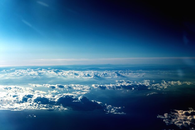 Beautiful view from airplane above the clouds the edge of the earth edge of the world