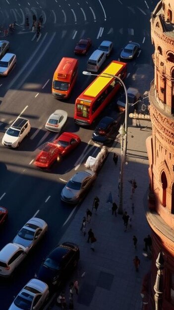 Foto bella vista dall'alto di un incrocio stradale trafficato a mosca