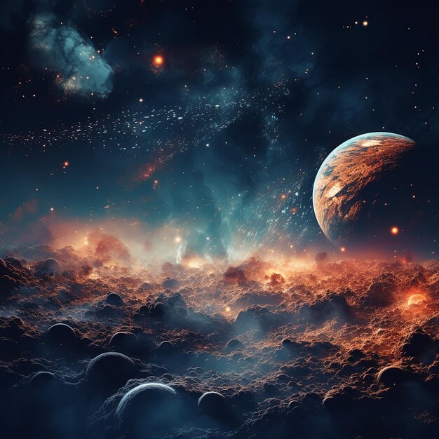 Beautiful view of galaxy and planet