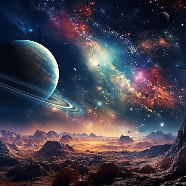 Beautiful view of galaxy and planet