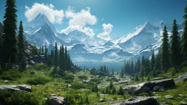 Beautiful view Glacier and pine forest in winter AI generated picture