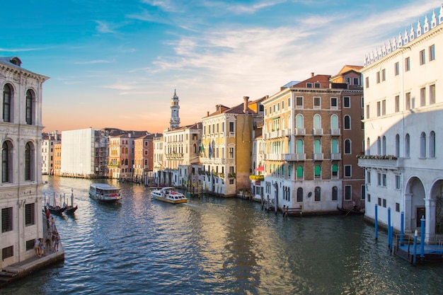 Beautiful view of the gondolas and the Grand Canal, Venice, Italy