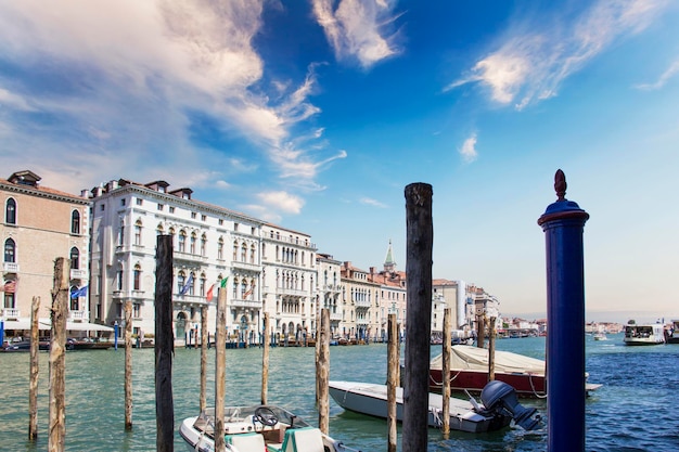 Beautiful view of the gondolas and the Grand Canal, Venice, Italy