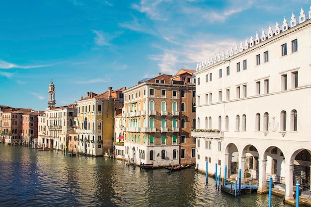 Beautiful view of the gondolas and the Grand Canal, Venice, Italy