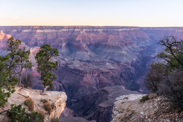 Beautiful view of the Grand Canyon in the light of the rising sun