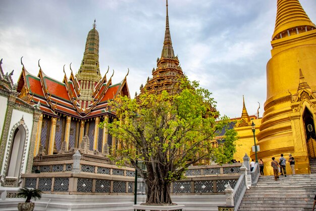 A beautiful view of Grand Palace the Wat Phra Kaew Temple in Bangkok Thailand