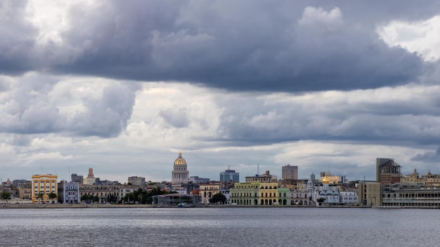 Beautiful view of the harbor and Old Havana city in Cuba