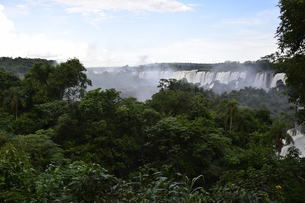 Beautiful view of Iguazu Falls one of the Seven Natural Wonders of the World Puerto Iguazu Argentina