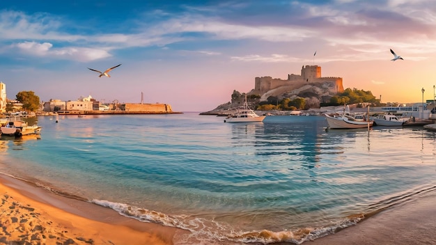 Beautiful view of the kyrenia bay in kyrenia girne north cyprus