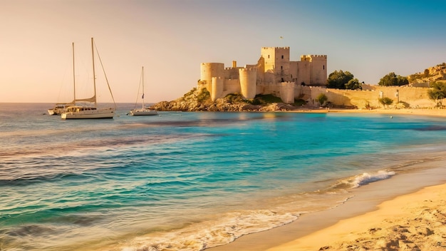 Beautiful view of the kyrenia bay in kyrenia girne north cyprus