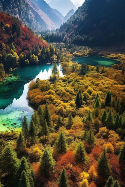 A beautiful view of the lake and mountains.