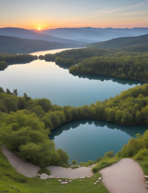 湖の美しい景色