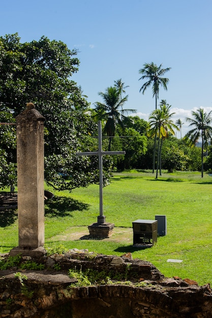 beautiful view of the landscape and garden of garcia davila castle in Bahia