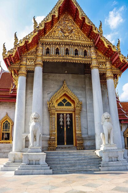 A beautiful view of Marble Temple located in Bangkok Thailand