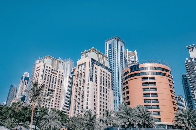 Beautiful view of the modern business district of Dubai