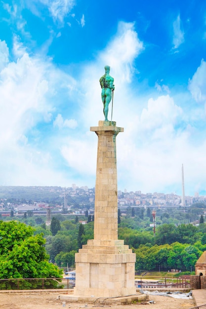 Beautiful view of the monument to the Winner near the Belgrade Fortress in Belgrade, Serbia