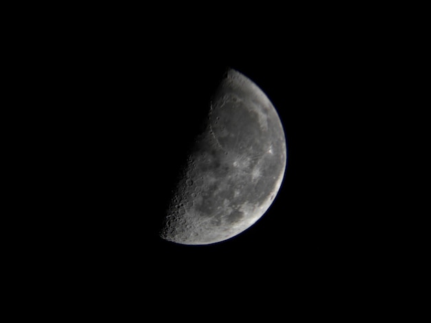 Beautiful view of the moon in the dark night sky