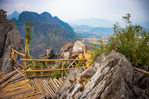 A beautiful view of mountains in Vang Vieng city Laos